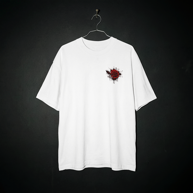 T-Shirt - Bloody Rose - Oversized Fit - Minimal