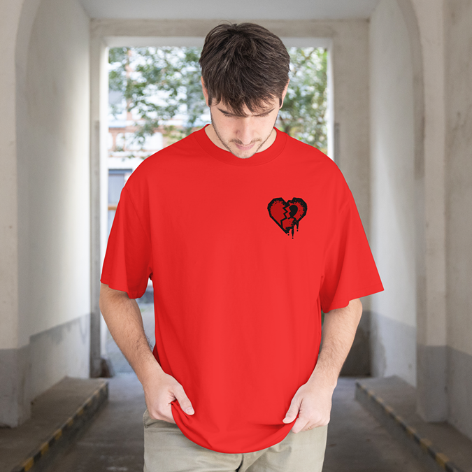 T-Shirt - Bloody Heart - Oversized Fit - Minimal